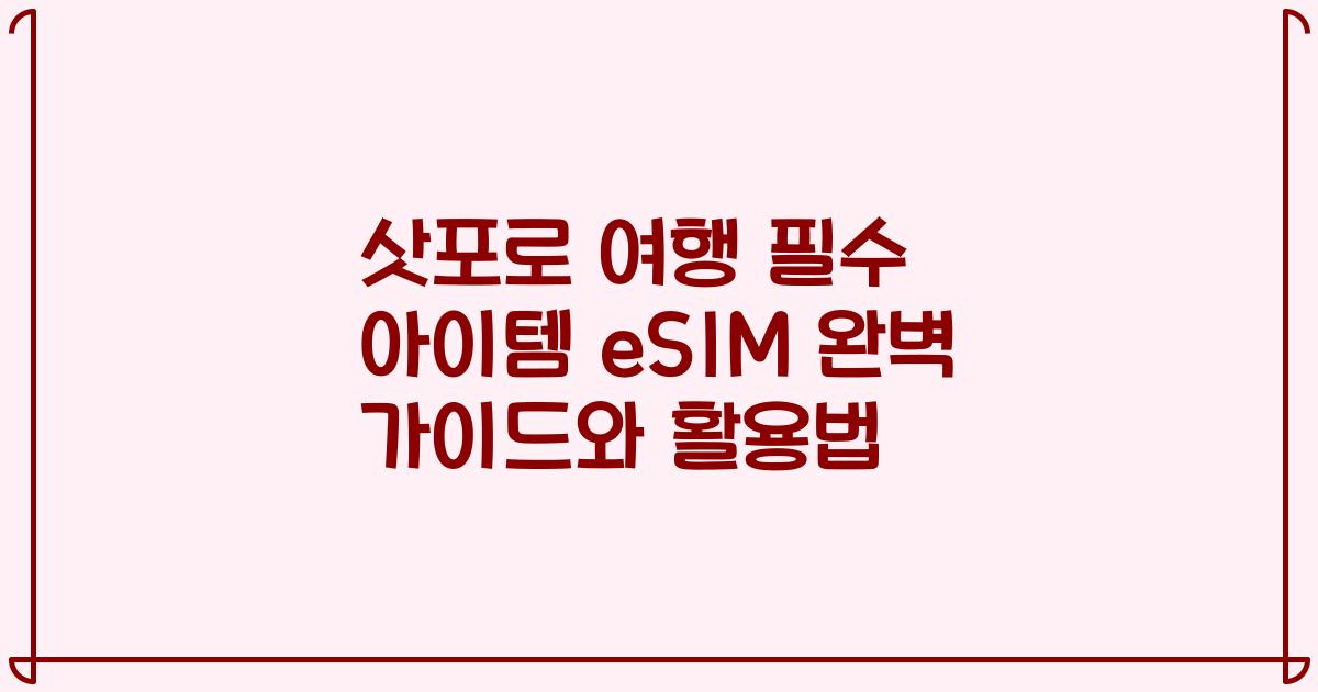 삿포로 여행 필수 아이템 eSIM 완벽 가이드와 활용법