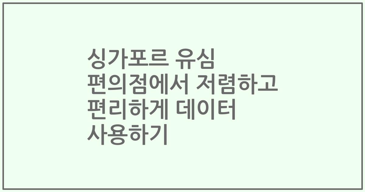 싱가포르 유심 편의점에서 저렴하고 편리하게 데이터 사용하기