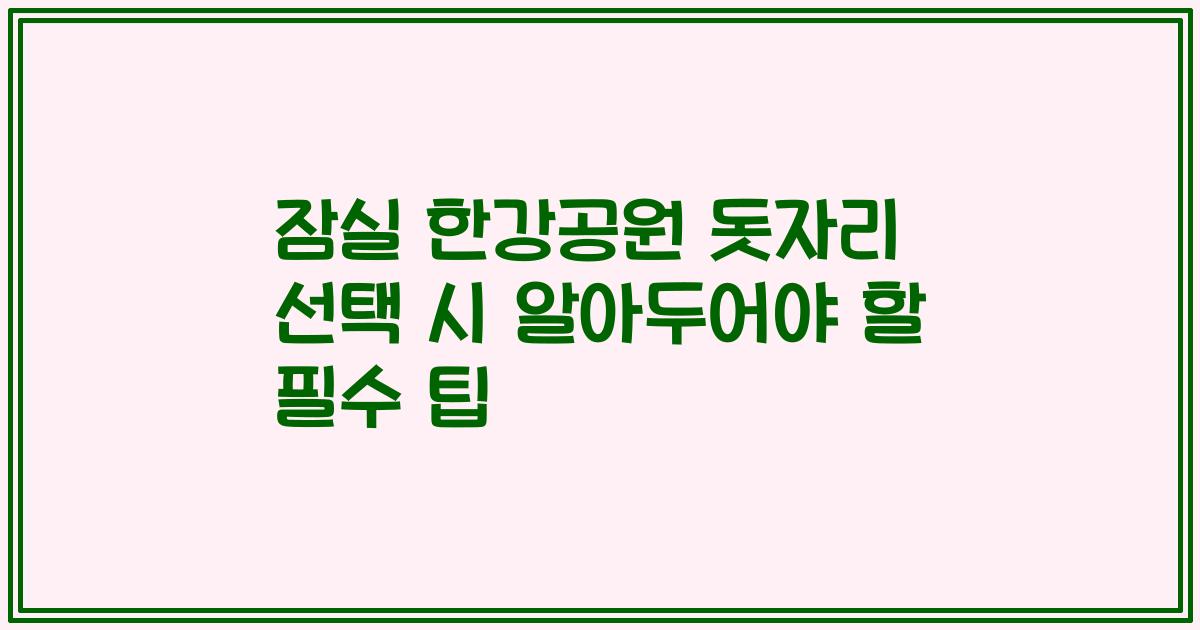 잠실 한강공원 돗자리 선택 시 알아두어야 할 필수 팁